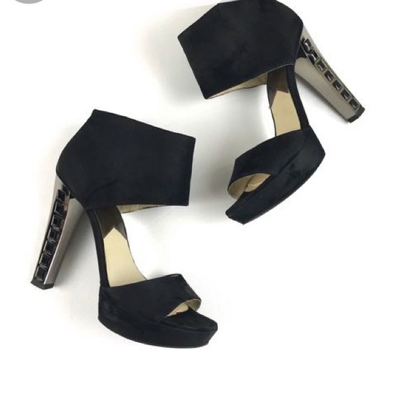MICHAEL KORS Blk-Gem-Silver-Heel Velvet Ankle Cuff - Picture 11 of 11